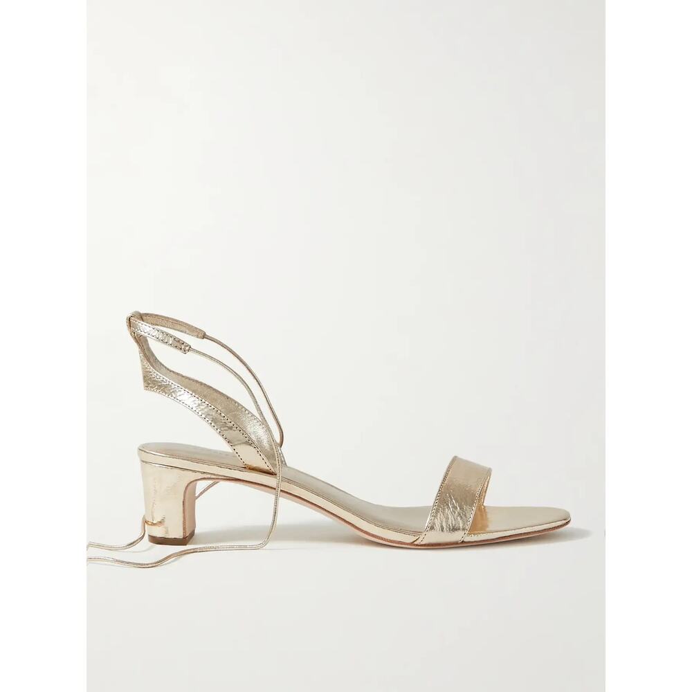 LOEFFLER RANDALL‎ Jackie Metallic Crinkled-Leather Sandals Size 7.5